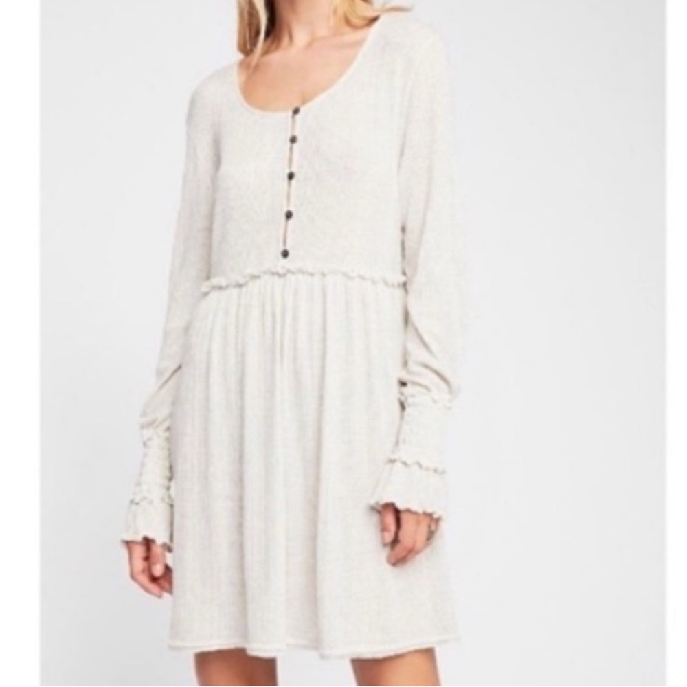 Free People High Tides Mini Dress in Ivory Gray